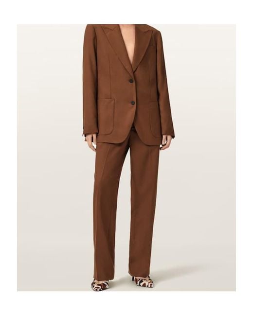 AllSaints Brown Beck Belt Loop Casual Pants