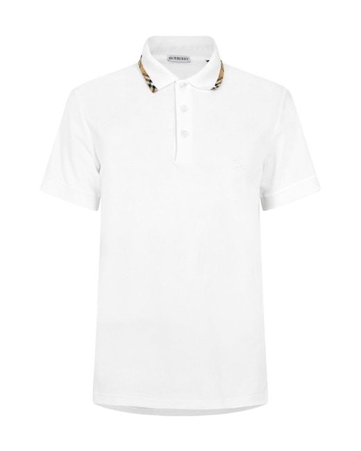 Burberry White Short Sleeve Polo Shirt for men