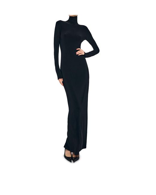 Norma Kamali Blue High Neck Long Sleeve Dress