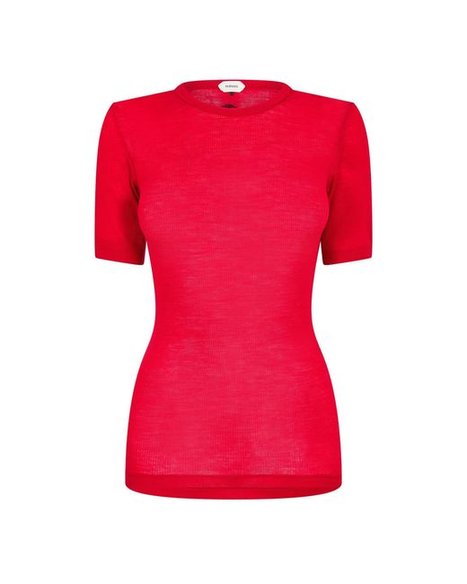 Versace Red Ribbed T-Shirt