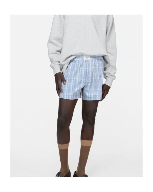 Acne Blue Checked-Pattern Shorts for men
