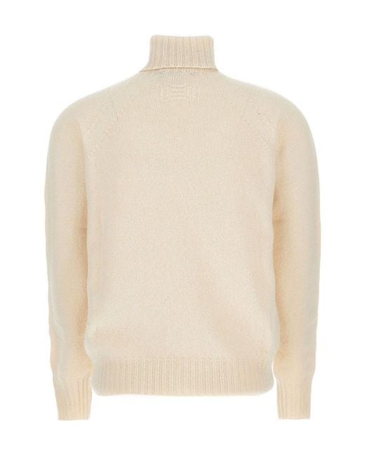 Drumohr White High-Neck Long-Sleeved Sweater