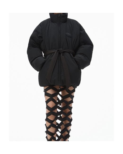 Alexander Wang Blue Tied Waist Puffer Coat