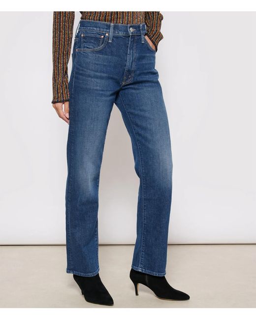 Mother Blue High-Rise Wide-Leg Jeans