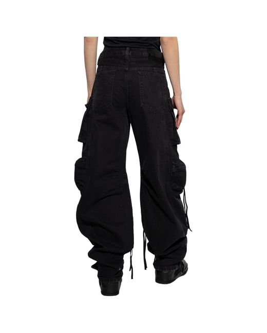 The Attico Black The Logo Patch Cargo Jeans