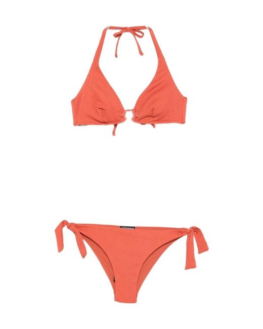 Emporio Armani Red Halterneck Crinkled Bikini