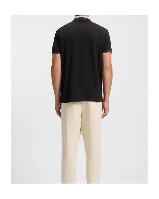 Boss Black Cotton-Piqué Polo Shirt With Zip Placket for men