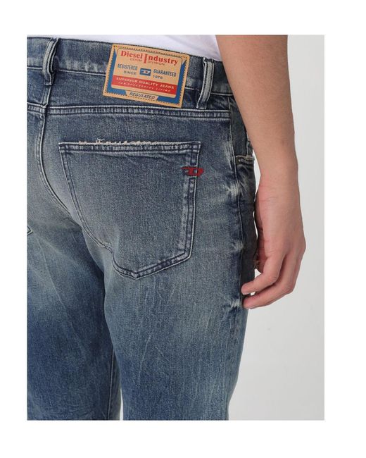 DIESEL Blue 2019 D-Strukt Distressed Tapered Jeans for men