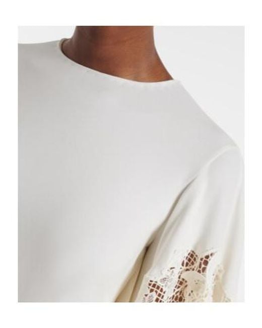 Oscar de la Renta White Floral Silk-Blend Kaftan