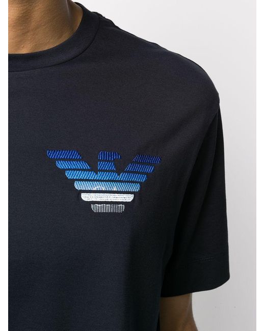 Emporio Armani Black Embroidered Logo T-Shirt for men