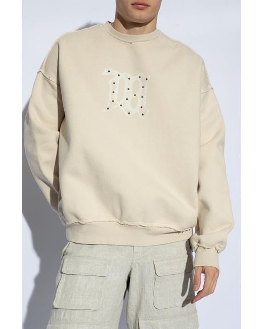 M I S B H V White Logo-Printed Crewneck Sweatshirt for men