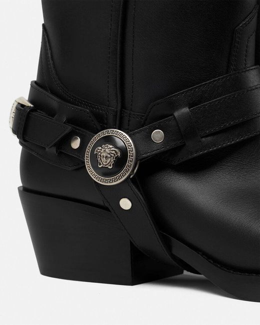 Versace Black Square-Toe Heeled Boots