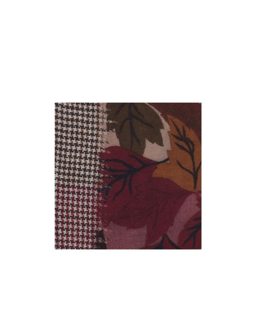Faliero Sarti Purple Foliage Pattern Fringed Scarf
