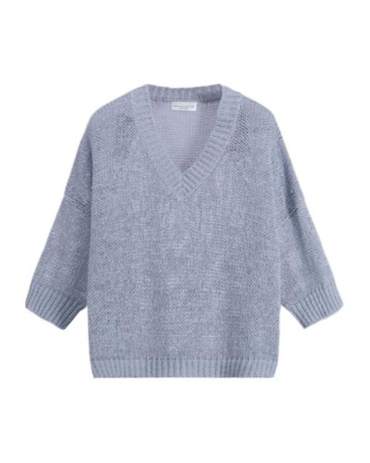 Roberto Collina Blue V-Neck Knitted Sweater