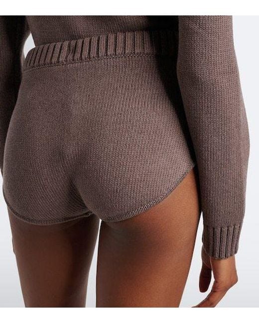 Magda Butrym Brown Ribbed-Knit Cotton Shorts