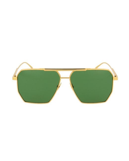 Bottega Veneta Green Eyewear Pilot Frame Sunglasses