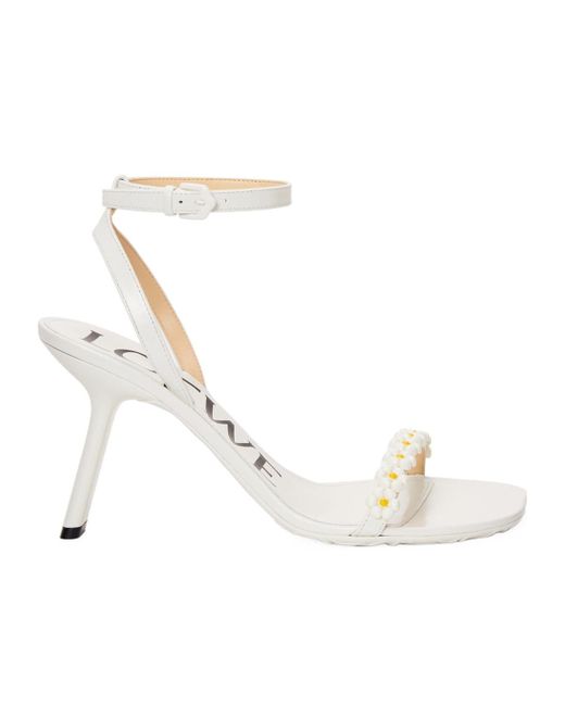 Loewe White Petal Daisy High-Heeled Sandals