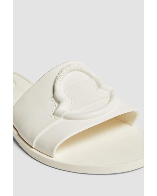 Moncler White Logo Plaque Mon Slides