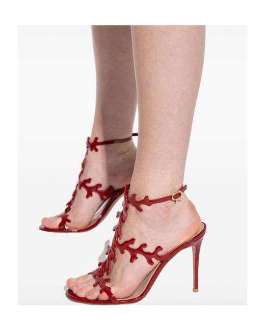 Gianvito Rossi Red Open Toe Stiletto Sandals