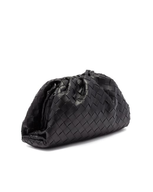 Bottega Veneta Black Interwoven-Design Clutch Bag