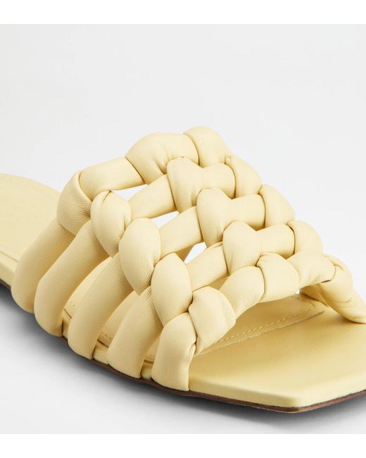 Tod's Metallic Square-Toe Flat Sandals