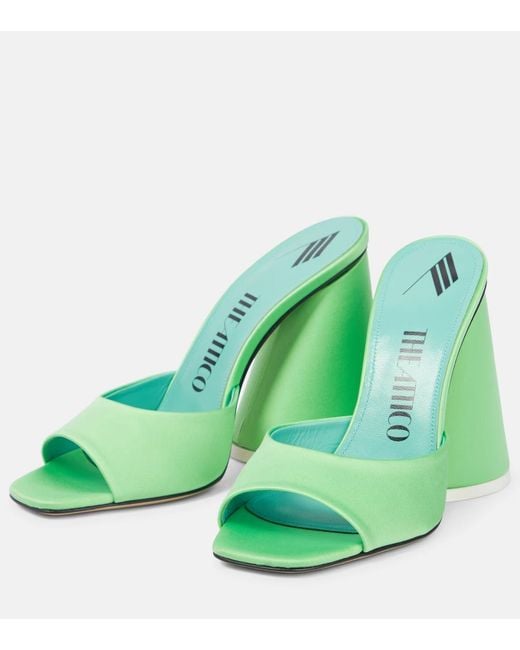 The Attico Green Luz Satin High-Heeled Sandals
