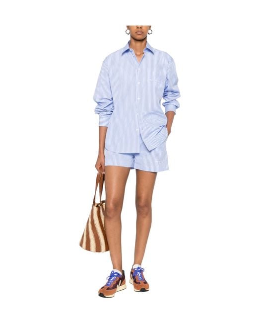 Sporty & Rich Blue Striped Embroidered Shirt