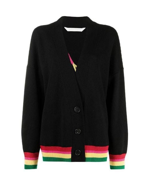 Palm Angels Black Miami Logo V-Neck Cardigan