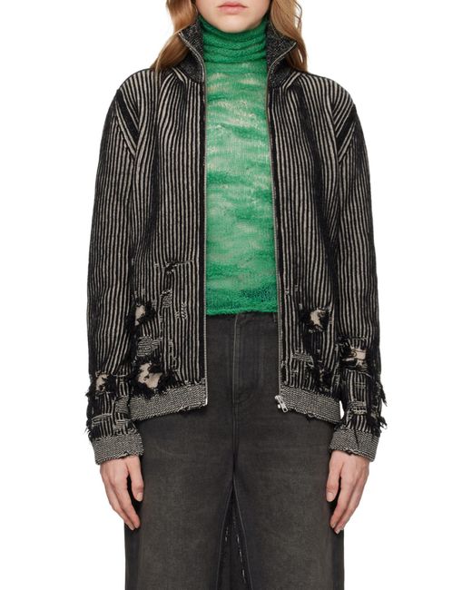 MM6 by Maison Margiela Gray Zipped Distressed 3D-Knitted Cardigan for men
