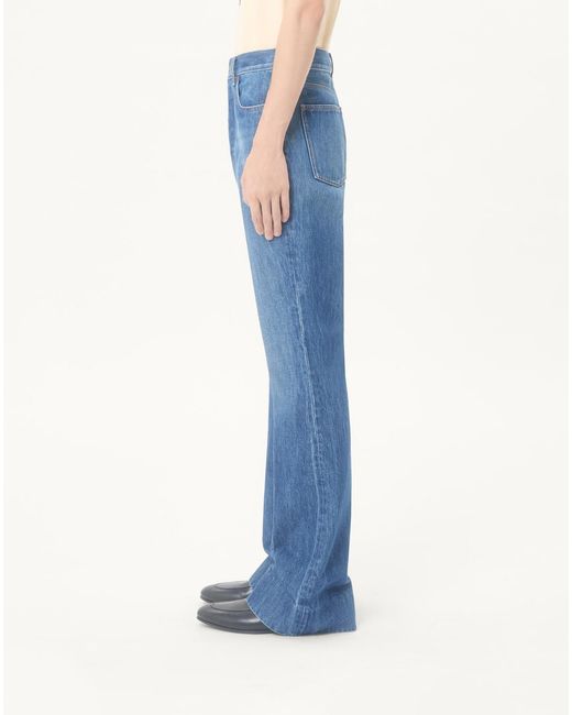 Valentino Blue Logo Patch Straight Leg Jeans for men