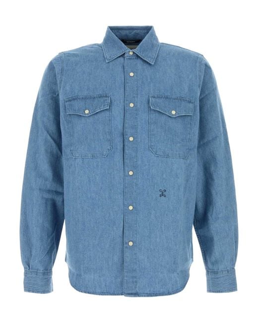 Closed Blue Army Overshirt for men