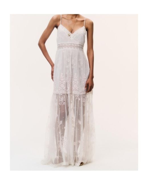 LoveShackFancy White Valmy Embroidered Tulle Dress