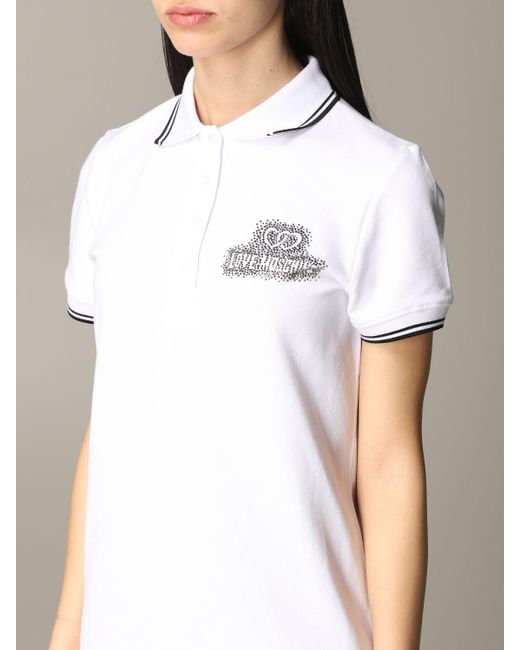 Moschino White Polo Collar Short-Sleeved Dress