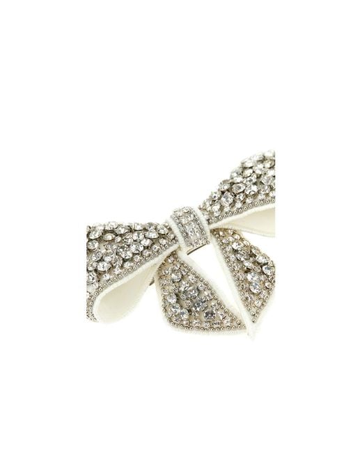 Self-Portrait White Crystal Embellished Bow Hair Clip