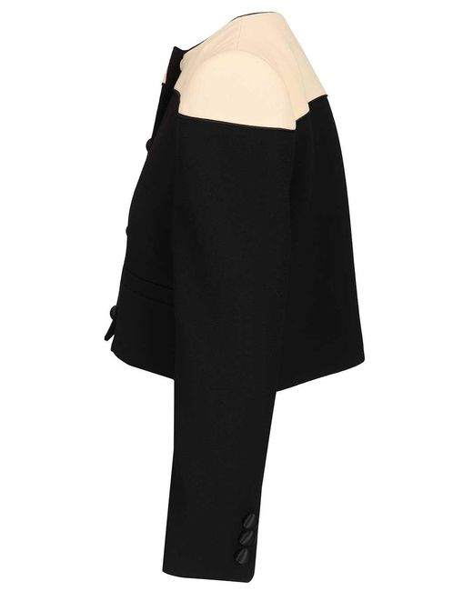 Valentino Black Button-Up Crewneck Jacket