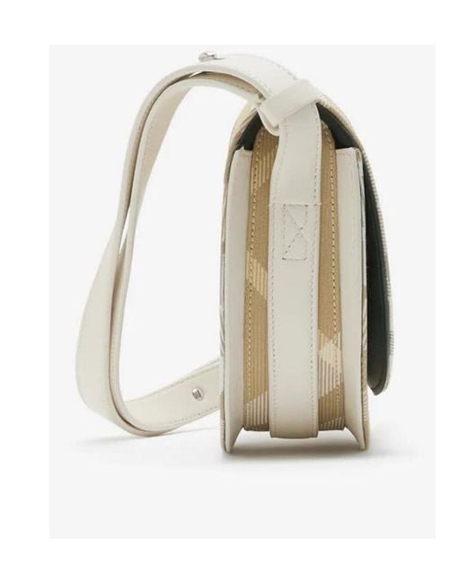 Burberry White Rocking Horse Checked Mini Shoulder Bag
