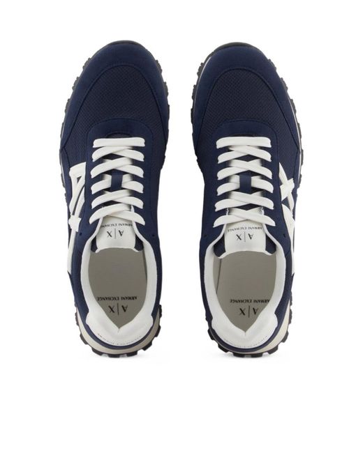 ARMANI EXCHANGE Blue Logo-Detail Sneakers for men