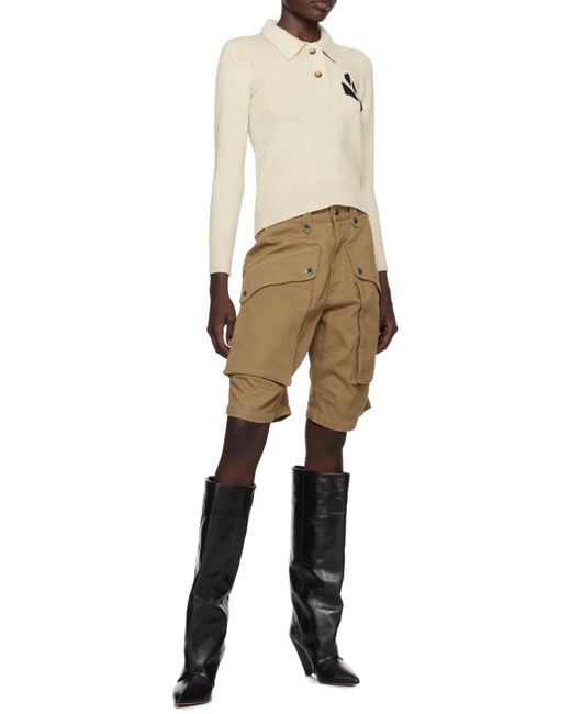 Isabel Marant White Nola Knitted Polo Sweatshirt