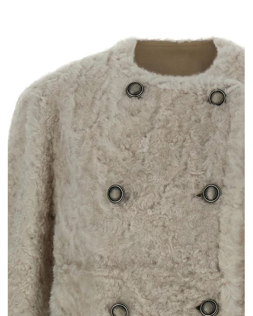 Brunello Cucinelli Multicolor 'Fuzzy' Reversible Caban