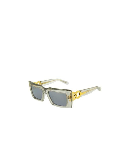 Balmain White Eyewear Rectangle Frame Sunglasses