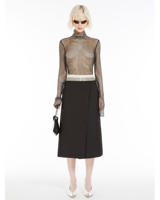 Sportmax Black Embellished High Neck Long-Sleeved Top