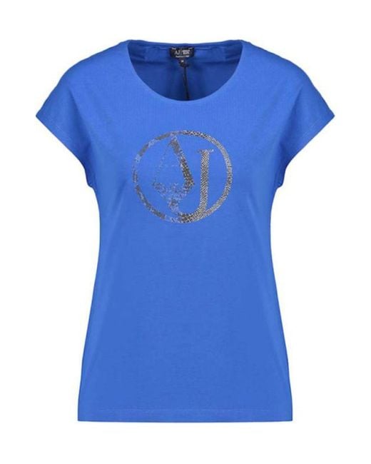 Armani Jeans Blue Round-Necked Logo T-Shirt