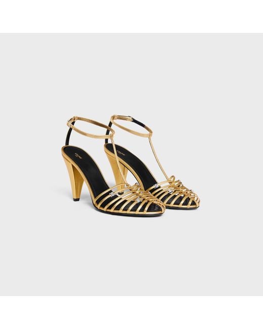 Céline Metallic Cage Heeled Sandal