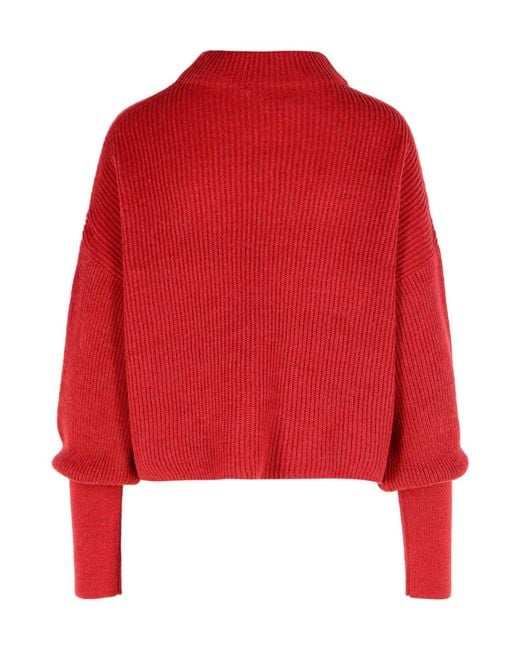 Closed Red Dropped Shoulder Knitwear