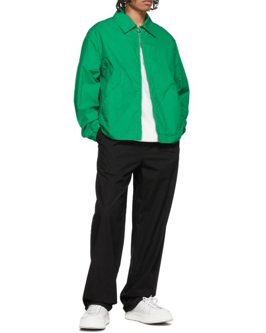 Jil Sander Green Zip-Up Cotton Jacket for men