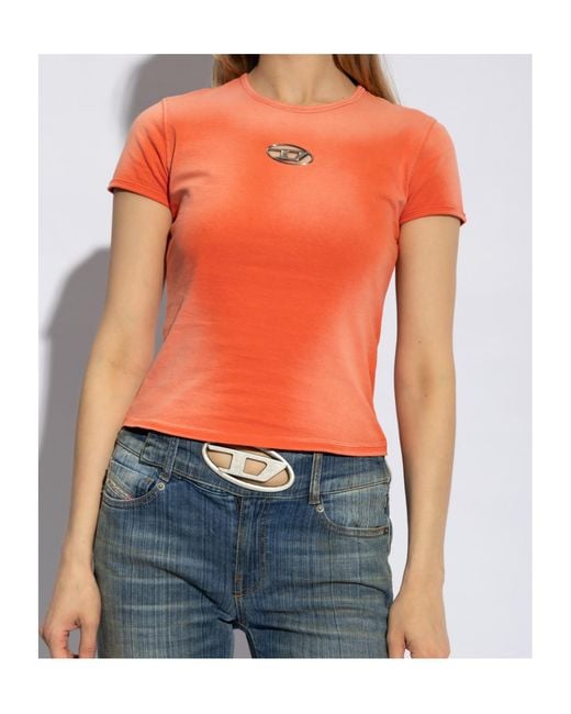 DIESEL Orange Oval D Crewneck T-Shirt