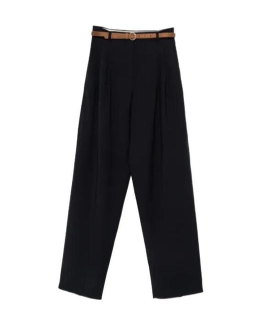 Max Mara Black Studio Bacio Belted Pence Pants