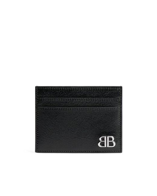 Balenciaga Black Logo Plaque Card Holder for men