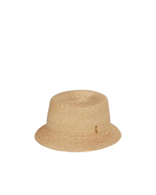 Saint Laurent Natural Maglina Logo Plaque Bucket Hat