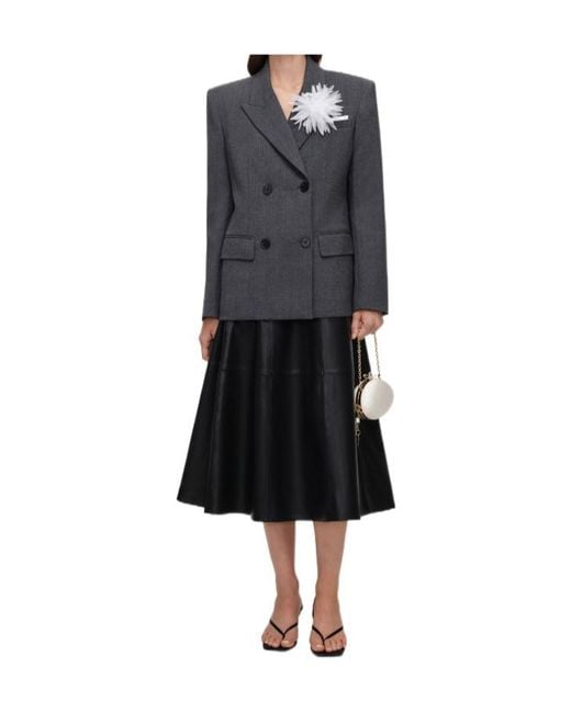 Self-Portrait Black Double Breasted Flower Blazer